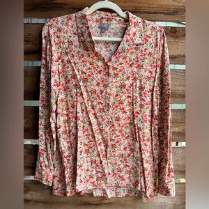 J. Jill Floral Blouse - Red and White